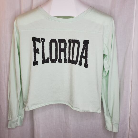 US Apparel Mint Florida Cropped Long Sleeve Tee, M - Picture 1 of 7